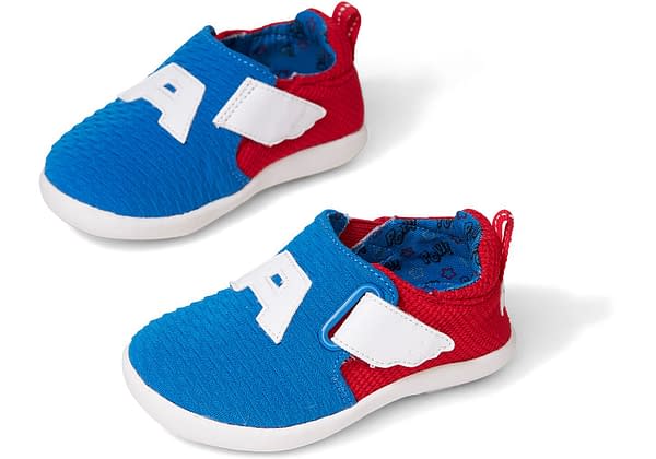 Marvel X TOMS Captain America youth shoes.