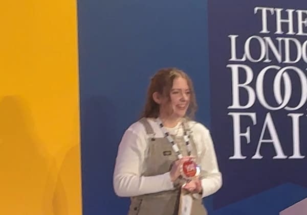 Alice Oseman at London Book Fair 2026, receiving a Bookseller YA Award