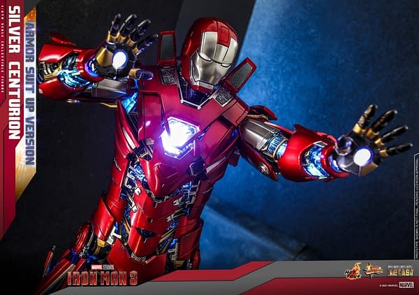 Iron Man 3 Silver Centurion Armor Suit Deploys into Action with Hot Toys