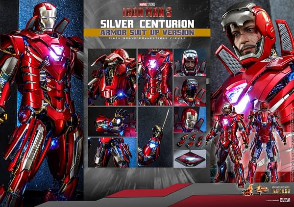 Iron Man 3 Silver Centurion Armor Suit Deploys into Action with Hot Toys