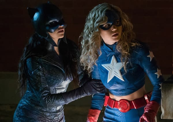 Stargirl -- "Wildcat" -- Image Number: STG104b_0083b.jpg -- Pictured (L-R): Yolanda Montez as Wildcat and Brec Bassinger as Stargirl -- Photo: Jace Downs/The CW -- © 2020 The CW Network, LLC. All Rights Reserved.
