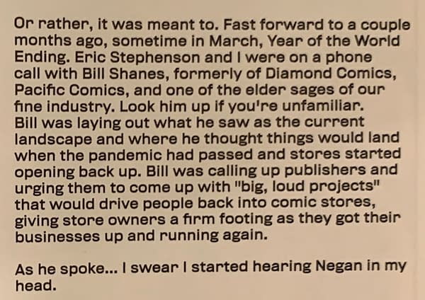 How Bill Schanes Inspired The Return Of Negan in The Walking Dead
