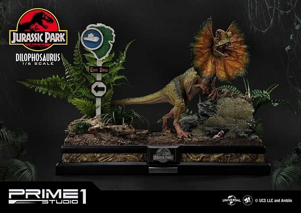 Jurassic Park Dilophosaurus Gets a Deadly Statue with Prime 1 Studio