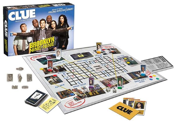 A look at the game and pieces for Clue: Brooklyn Nine-Nine, courtesy of The Op.