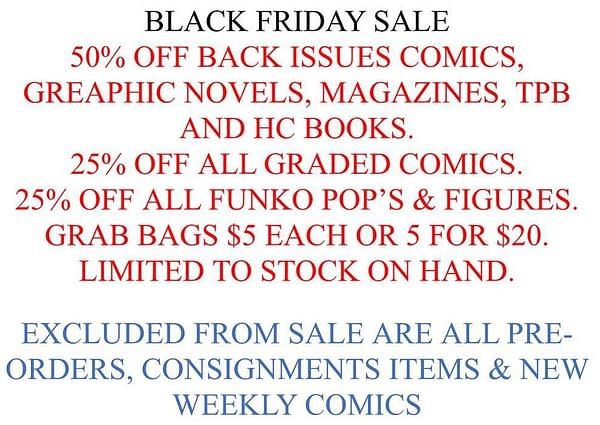 91 Comic Book Stores Doing Black Friday Sales Today