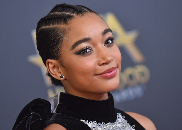 Amandla Stenberg arrives for the 2018 Hollywood Film Awards on November 4, 2018 in Beverly Hills, CA, photo by DFree / Shutterstock.com.