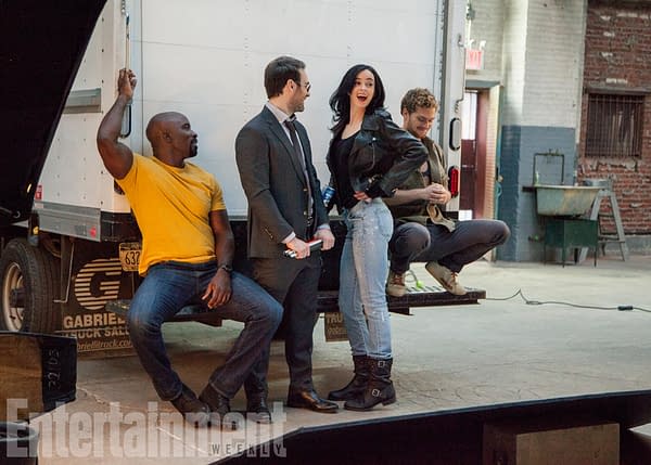 BTS of THE DEFENDERS photoshoot. December 10, 2016