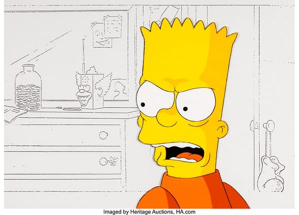 The Simpsons Angry Bart Production Cel. Credit: Heritage Auctions