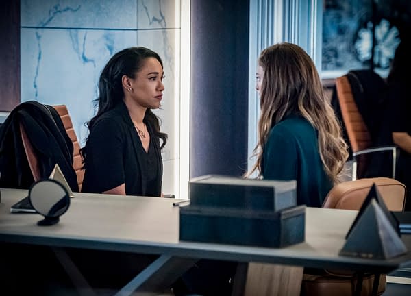 Candice Patton as Iris West - Allen and Efrat Dor as Eva in The Flash, courtesy of The CW.