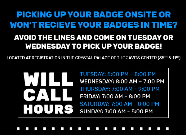 If You Can Pick Up Your NYCC Badge On Tuesday Or Wednesday, You Should Do So