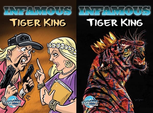 The Tiger King Comic, Joe Exotic and Carole Baskin on Opposite Sides.