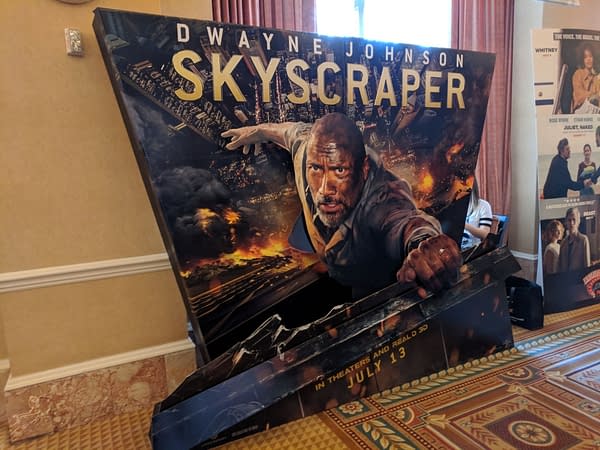 You'll Die Hard When You See This #CinemaCon2018 Standee for Dwayne Johnson's Skyscraper