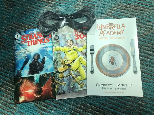 Swag from the Diamond Retailer Lunch at San Diego Comic-Con