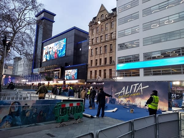 Freezing Cold Turns Red Carpet Blue at Alita Battle Angel World Premiere in London's Leicester Square