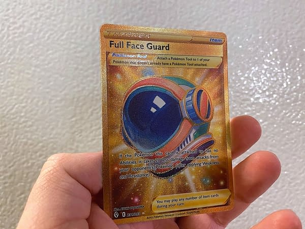 Full Face Guard from Evolving Skies. Credit: Pokémon TCG
