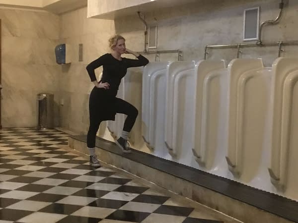 Tula Lotay, posing in the Majestic toilets