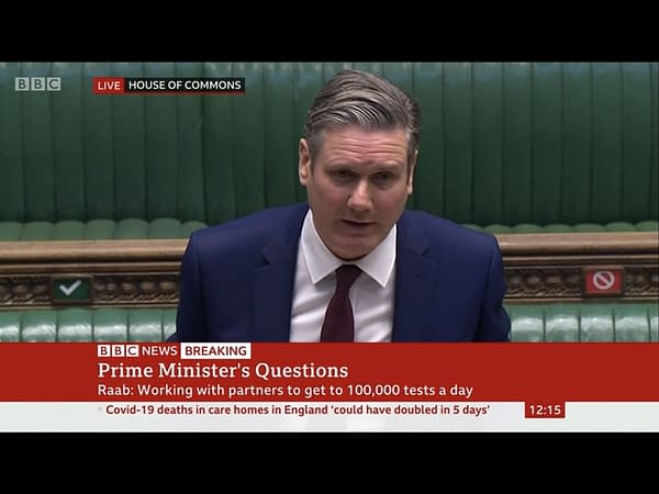 Today, Prime Minister's Question Time Went Semi-Virtual. Screencap from BBC.