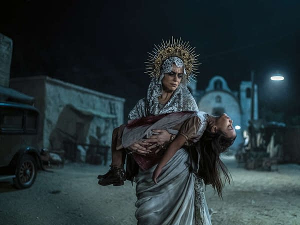 Santa Muerte cradles the dead on Penny Dreadful: City of Angels, courtesy of Showtime.