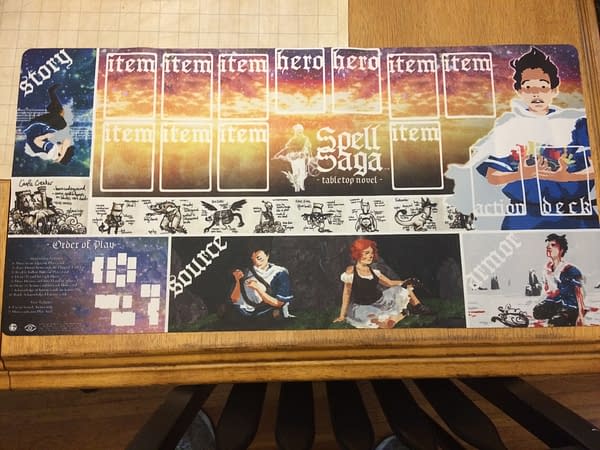 The playmat we received with our copy of Spell Saga, by SUBHEATHEN Publishing. (Photo credit: Josh Nelson)