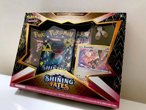 Pokémon TCG Shining Fates Mad Party Pin Collection. Credit: TPCI