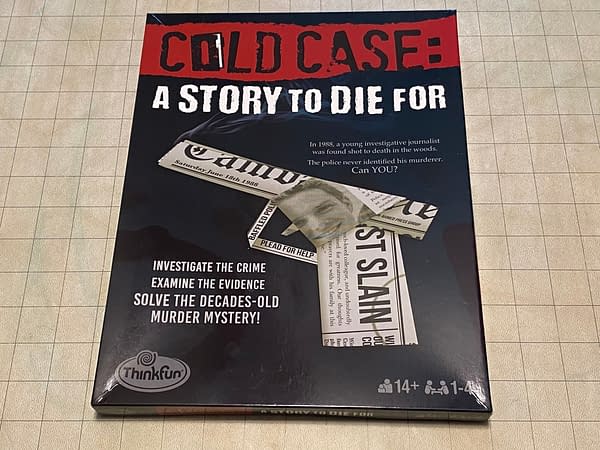 The front cover of Cold Case: A Story To Die For, an immersive game experience by ThinkFun.