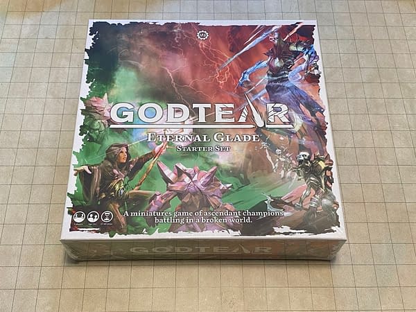The front lid of the box for the Godtear: Eternal Glade starter set by Steamforged Games.