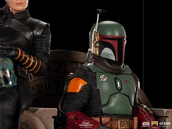 Boba Fett and Fennec Shand on Throne Statue Hits Iron Studios