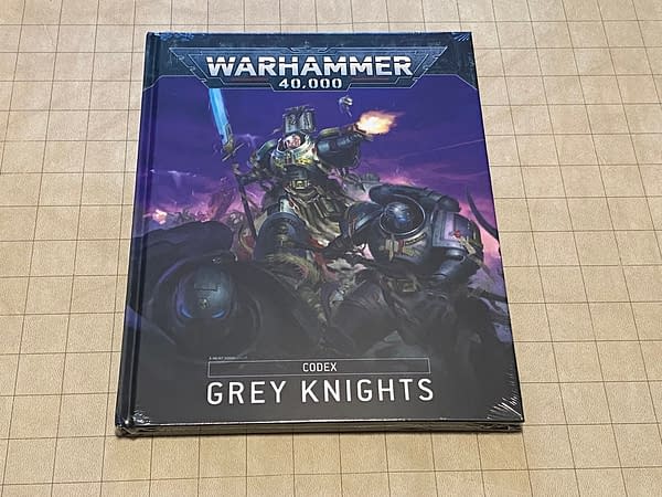 The front cover of the Grey Knights codex for Warhammer 40,000, a wargame by Games Workshop.