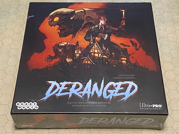 The front of the box for Deranged, a new board game by UltraPro Entertainment.