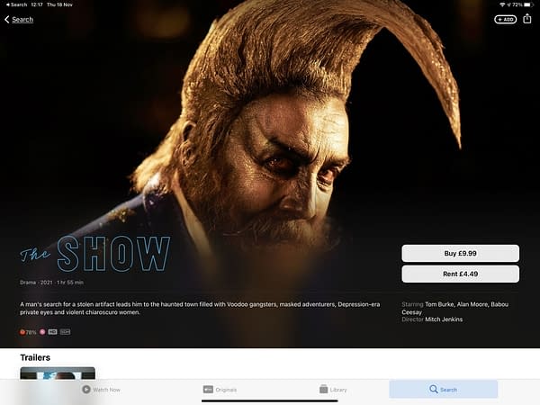 Alan Moore in The Show on Apple TV screencap