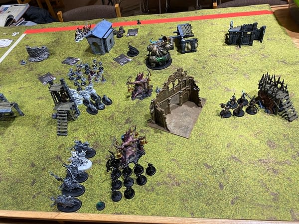 The battlefield after the rise of the Soulblight. Photo credit: Josh Nelson, taken during a Path To Glory campaign battle for Age of Sigmar, the fantasy wargame by Games Workshop.