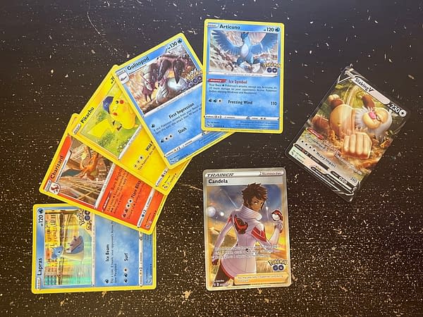 Pokémon TCG - Pokémon GO Team Valor Special Collection pulls. Credit: Theo Dwyer