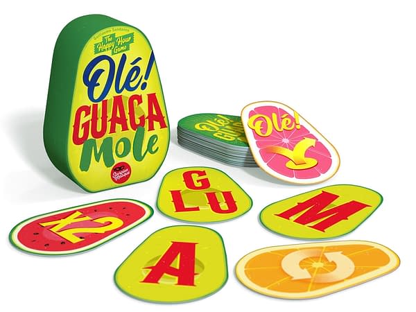 A look at the box and contents for Olé Guacamole, courtesy of Hachette Boardgames.