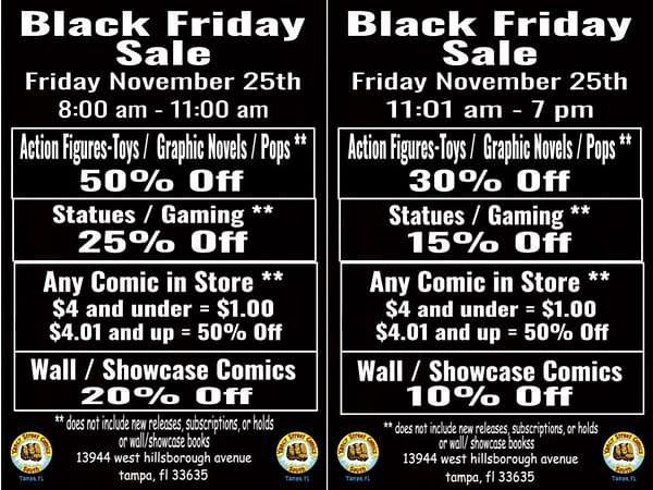 Black Friday Comic Book Store Sales