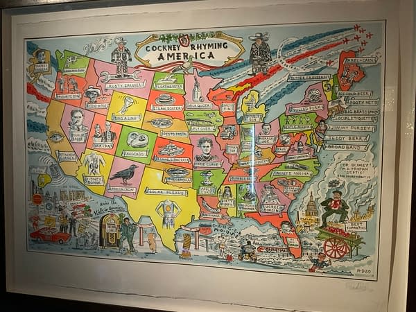 Adam Dant's Cockney Rhyming America original artwork as displayed at Blacks Club /Rich Johnston