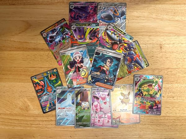 Mega Evolution – Phantasmal Flames cards. Credit: Theo Dwyer Mega Evolution – Phantasmal Flames cards. Credit: Theo Dwyer