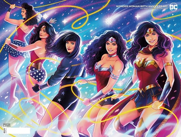 Cover image for WONDER WOMAN 80TH ANNIVERSARY 100-PAGE SUPER SPECTACULAR #1 (ONE SHOT) CVR E JEN BARTEL COSTUME CELEBRATION WRAPAROUND VAR