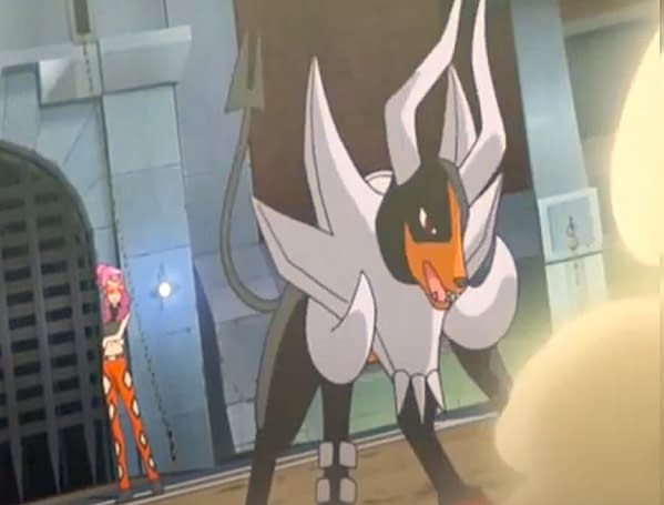 Mega Houndoom's appearance in the anime. Credit: Pokémon the Series