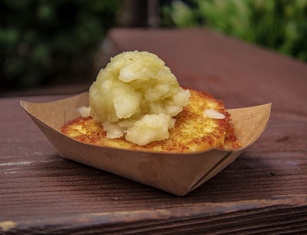 Nerd Food: Potato Pancakes with House-Made Applesauce from Bauernmarket in Epcot