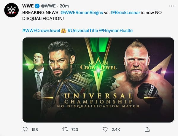WWE Tweets and Deletes New Stipulation for Reigns vs. Lesnar