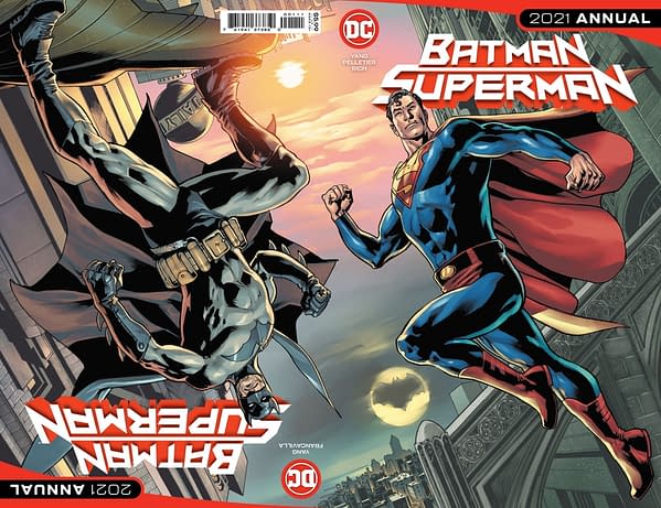 Cover image for BATMAN SUPERMAN 2021 ANNUAL #1 CVR A BRYAN HITCH CONNECTED FLIP