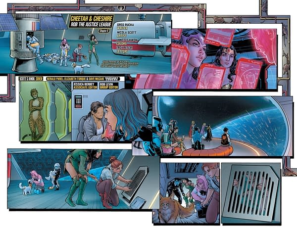 Interior preview page from Cheetah and Cheshire Rob the Justice League #5
