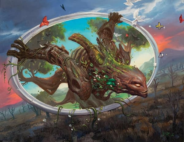 The full art for Gaea's Will, a new card from Modern Horizons 2, the upcoming supplemental set for Magic: The Gathering. Illustrated by Lucas Graciano.
