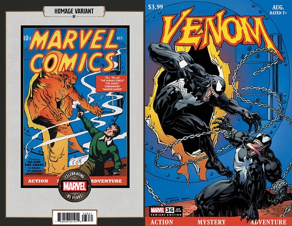 Cover image for VENOM #36 DAVID YARDIN MARVEL 85TH ANNIVERSARY HOMAGE VARIANT (VW)