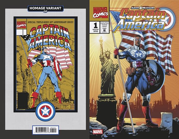 Cover image for SAM WILSON, CAPTAIN AMERICA #1 WHILCE PORTACIO CAPTAIN AMERICA SAM WILSON HOMAGE VARIANT