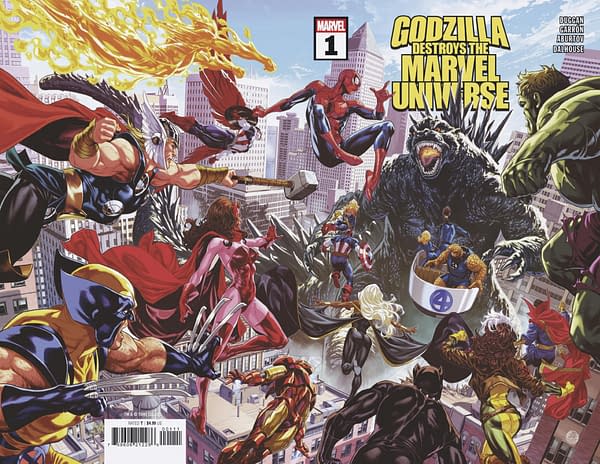 Cover image for GODZILLA DESTROYS THE MARVEL UNIVERSE #1 MARK BROOKS COVER