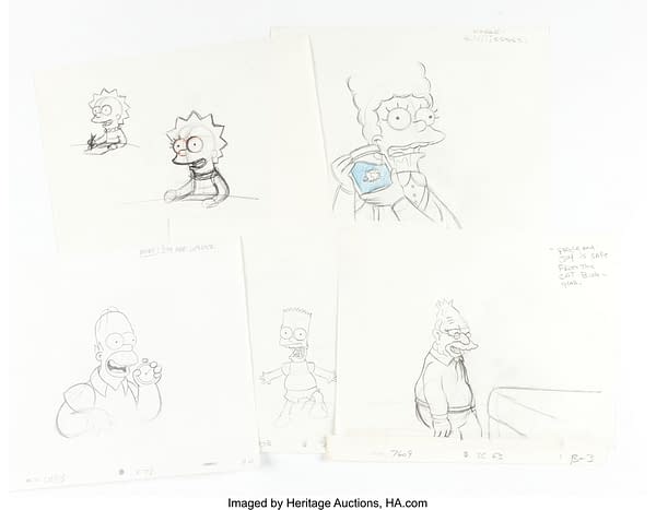 The Simpsons Treehouse of Horror XIV Production Drawings Group of 10 (20th Century Fox, c. 2000s). Credit: Heritage Auctions