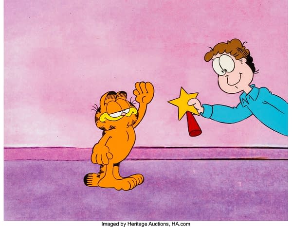 Jim Davis Collection's Garfield Christmas Production Cel. Credit: Heritage Auctions