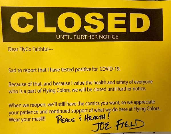 Joe Field Closes Flying Colors Comic Shop (For Now) After COVID Test