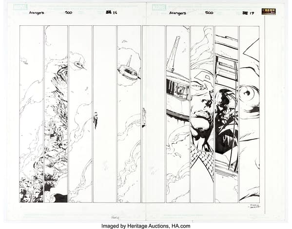 Avengers #500 Double Splash Page By David Finch At Auction